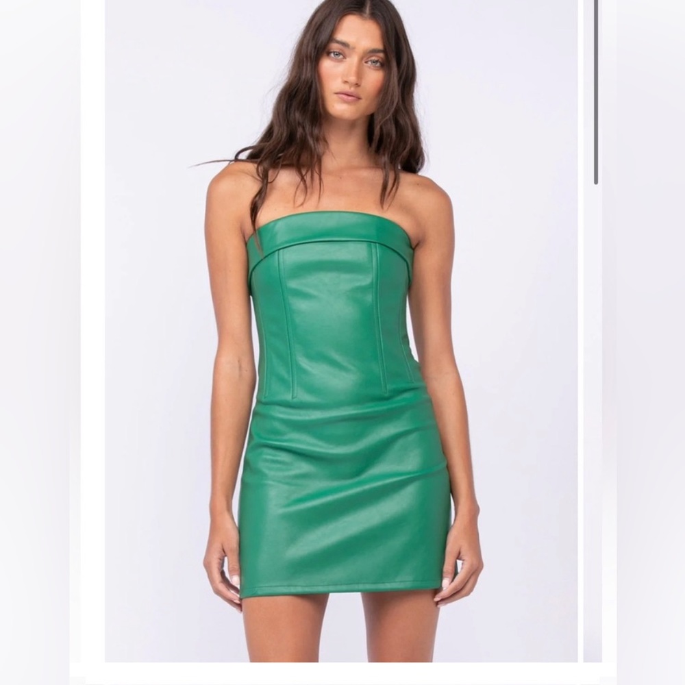 Brooklyn Karma Harley Stapples Corset Leather Dress Green SZ Large No Flaw E0150